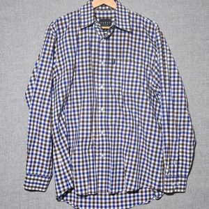 Texas Standard Button Down Shirt Mens Gingham Check Size M Blue Brown